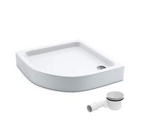 Receveur de douche AQUABAD, set complet Forta Plus avec technologie LeakProtect Smooth White 80x80 cm, quart de cercle R55, avec bonde/siphon Alcadran A49CR