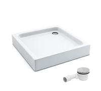 Receveur de douche AQUABAD, set complet Forta Plus avec technologie LeakProtect Smooth White 90x90 cm, carré, avec bonde/siphon Alcadran A49CR