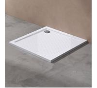 Sogood Receveur de Douche Ultra Plat 4cm Bac à Douche Anti-glisse Acrylique Blanc 80x80x4cm Design Lucia01