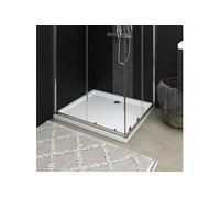 Bac de Douche Rectangulaire ABS avec Seuil Bas et Finition Haut Brillant Blanc 80x90 cm