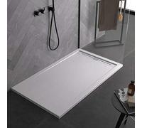 Receveur de douche blanc, en marbre minéral, avec effet pierre ardoise, série Paris, fin 3 cm, revêtement Gelcoat antidérapant