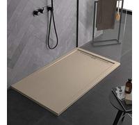 Receveur de douche en minéralmarbre, couleur sable RAL-0707010 avec effet pierre ardoise, série Paris Slim 3 cm Revêtement Gelcoat, antidérapant