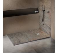 Receveur de douche en pierre naturelle - 150x100 cm - Cuivré - Extra-plat 2,5 cm - Natte étanche pré-montée