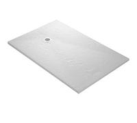 Receveur de douche en résine ultra léger imitation ardoise - blanc + natte étanche + siphon 360° - 180 x 90 cm