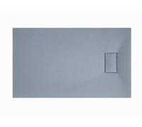 Receveur de douche en verre-résine smc imprimé thermoformé H.2.6 cm effet pierre, drain inclus Bac à Douche 90x180x2,6 cm Gris ciment