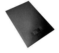 Receveur de douche en verre-résine smc imprimé thermoformé H.2.6 cm effet pierre, drain inclus Bac à Douche 80x120x2,6 cm Noir Anthracite