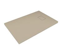 Receveur de douche en verre-résine smc imprimé thermoformé H.2.6 cm effet pierre, drain inclus Bac à Douche 70x160x2,6 cm Beige colombe