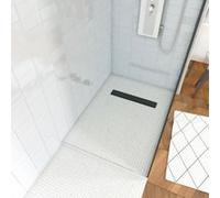 Receveur de douche extra-plat à carreler 80 x 120 cm, bonde linéaire noire, Galedo Showerplate
