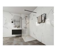 Receveur de douche extra plat à poser ou à encastrer recoupable en résine SMC avec siphon - Blanc - 120 x 90 cm - MIRNOSA