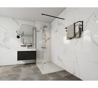 Receveur de douche extra plat à poser ou à encastrer recoupable en résine SMC avec siphon - Blanc - 120 x 90 cm - MIRNOSA