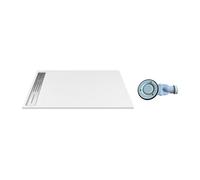 Receveur de douche extra plat à poser ou à encastrer recoupable en résine SMC avec siphon - Blanc - 140 x 90 cm - LYROSA