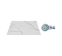 Receveur de douche extra plat à poser ou à encastrer recoupable en résine SMC avec siphon - Blanc marbré - 120 x 90 cm - LYROSA