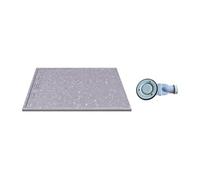 Receveur de douche extra plat à poser ou à encastrer recoupable en résine SMC avec siphon - Effet terrazzo gris - 140 x 90 cm - LYROSA