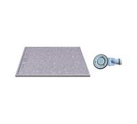 Receveur de douche extra plat à poser ou à encastrer recoupable en résine SMC avec siphon - Effet terrazzo gris - 140 x 90 cm - LYROSA