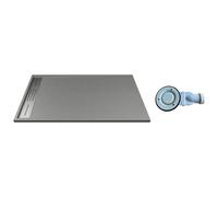 Receveur à poser ou encastrer en résine avec siphon - Gris - 140 x 90 cm - LYROSA Gris