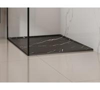 Receveur de douche extra plat à poser ou à encastrer recoupable en résine SMC avec siphon - Noir marbré - 120 x 90 cm - LYROSA