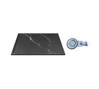Receveur extra-plat à poser ou à encastrer découpable en résine SMC avec siphon - Noir marbré - 140 x 90 cm - LYROSA