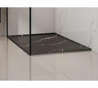 Receveur extra-plat à poser ou à encastrer découpable en résine SMC avec siphon - Noir marbré - 140 x 90 cm - LYROSA