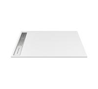 Receveur de douche extra plat à poser ou à encastrer recoupable en résine SMC - Blanc - 120 x 90 cm - LYROSA