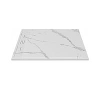 Receveur de douche extra plat à poser ou à encastrer recoupable en résine SMC - Blanc marbré - 120 x 90 cm - LYROSA