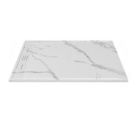 Receveur de douche extra plat à poser ou à encastrer recoupable en résine SMC - Blanc marbré - 140 x 90 cm - LYROSA