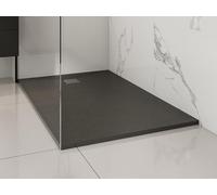 Receveur de douche extra plat à poser ou à encastrer recoupable en résine SMC - Noir - 140 x 90 cm - MIRNOSA