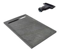 Receveur de douche haute densité aspect pierre - grille caniveau (Gris 904, 150 x 100 cm)