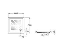 Receveur de douche ITALIA 80X80x8cm céramique blanc - ROCA - A3740HJ000