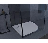 Receveur de douche quart de cercle 90 x 90 cm - Receveur de douche de qualité supérieure en acrylique sanitaire, compatible avec les parois de douche quart de cercle d'un rayon de 55 cm et d'une