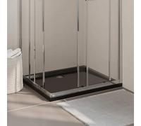 Receveur de douche rectangulaire en ABS noir, 80 x 90 cm, renforcé en fibre de verre, seuil bas, plat et plat, avec joint et montage pour douche sans barrière dans la salle de bain