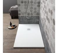 RECEVEUR DE DOUCHE REDUCIBLE 90X70 BLANC EFFET PIERRE MUSE