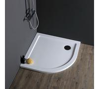 RECEVEUR DE DOUCHE SEMI-CIRCULAIRE DE 80 CM EN ACRYLIQUE ET ABS BLANCS