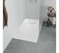 Receveur de douche SMC blanc 90 × 80 cm avec seuil bas, surface en ardoise antidérapante, receveur de douche plat pour un montage sans obstacles, bac de sol durable avec nettoyage facile