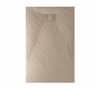 Receveur de douche en verre-résine smc imprimé thermoformé H.2.6 cm effet pierre, drain inclus Bac à Douche 90x140x2,6 cm Beige colombe
