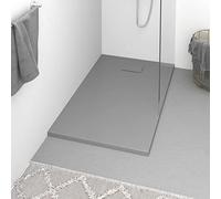 Receveur de douche SMC gris 120 x 70 cm plat avec seuil bas - Receveur de douche antidérapant pour douche sans barrière - Bac de sol résistant avec bonde et joint