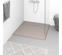 Receveur de douche SMC marron 90 x 80 cm avec seuil bas, surface en ardoise antidérapante, résistant aux rayures et à la saleté, résistant et facile à nettoyer pour votre salle de bain