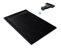 Receveur de douche - U-TILE - 120 x 90 cm Haute densité aspect pierre naturelle 915 avec caniveau excentré