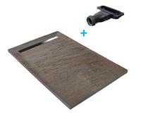 Receveur de douche - U-TILE - 150 x 100 cm Haute densité aspect pierre naturelle 902 avec caniveau excentré