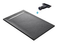 Receveur de douche - U-TILE - 180 x 90 cm Haute densité aspect pierre naturelle 925 avec caniveau excentré
