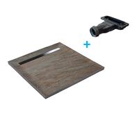 Receveur de douche - U-TILE - 90 x 90 cm Haute densité aspect pierre naturelle 902 avec caniveau excentré