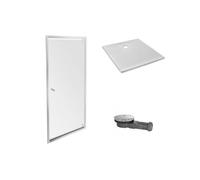 Receveur douche Ipso 80 x 80 + paroi porte pivotante + bonde