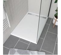 Receveur en acrylique Blanc 80x120x4 cm - Grille Linéaire Chrome - WHITENESS II