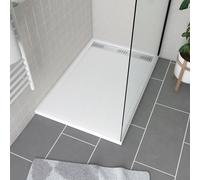 Receveur en acrylique Blanc 80x120x4 cm - Grille Linéaire Chrome - WHITENESS II