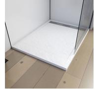 Receveur en acrylique Blanc Effet Pierre 90x120x4 cm - Grille Linéaire Chrome - MOON