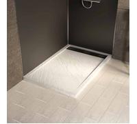 Receveur en Acrylique MOON Blanc Effet Pierre 80x120x4 cm Grille Lineaire Noire