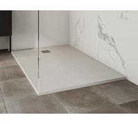 Receveur extra-plat à poser ou à encastrer découpable en résine SMC - Blanc - 140 x 90 cm - MIRNOSA