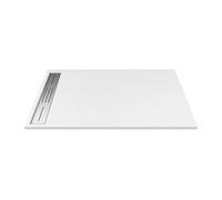 Receveur de douche extra plat à poser ou à encastrer recoupable en résine SMC - Blanc - 160 x 90 cm - LYROSA
