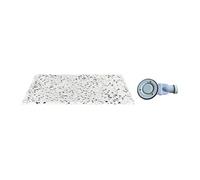 Vente-unique - Receveur extra-plat à poser ou à encastrer recoupable en résine SMC avec siphon - Effet terrazzo blanc - 140 x 90 cm - MIRNOSA