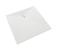 Receveur Kinemoon Evo 90x90 blanc texture pierre lunaire livré avec grille assortie et bonde extra-plate