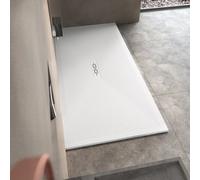 Receveur Kinemoon Style texture pierre lunaire blanc 180x80 bonde centrale - KINEDO RD782